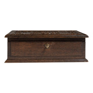 1900s French Dark Brown Renaissance Carved Wood Box For Sale