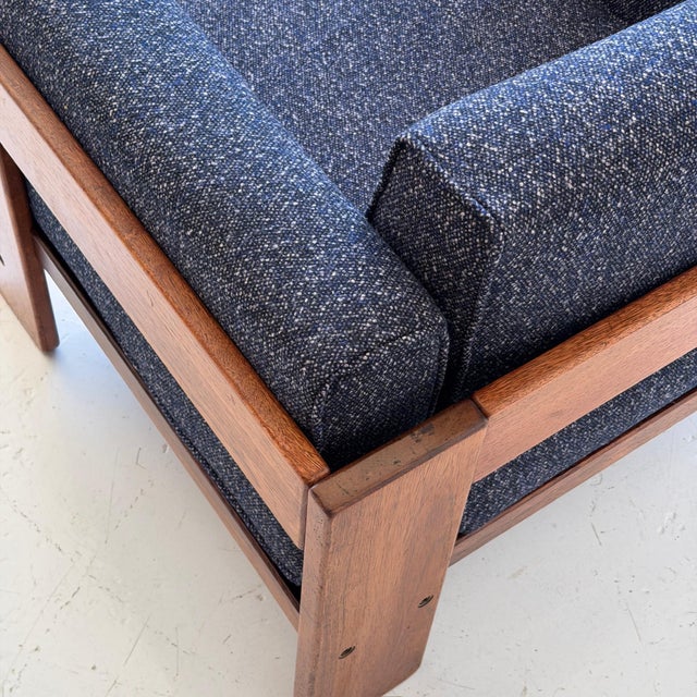 1970s Rosewood Bastiano Chair Attributed to Afra + Tobia Scarpa for Gavina in Raf Simons Fabric For Sale In Chicago - Image 6 of 7