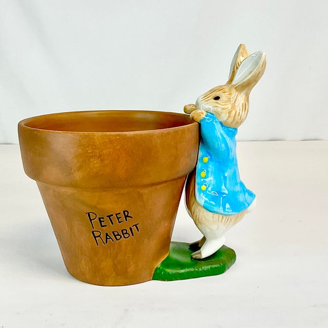 Vintage Boho Chic English Traditional Whimsical Peter Rabbit Planter For Sale - Image 11 of 17