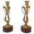 Louis XVI Style Candlesticks in Gilded Bronze and Griotte Marble, Set of 2 For Sale