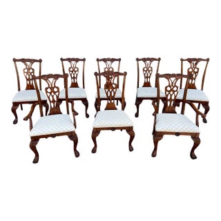 Late 20th Century Chippendale Style Cherry Dining Chairs- Set of 8 For Sale