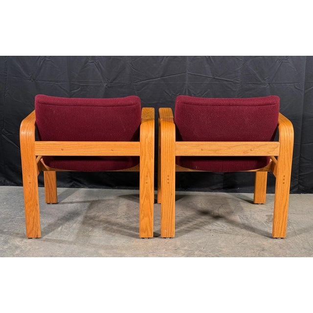 Wood Milo Baughman for Thayer Coggin Bentwood Oak Lounge Chairs, 1980s - A Pair For Sale - Image 7 of 14
