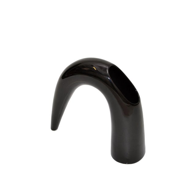 Toyo Toyo Japan Black Sculptural Ceramic Vase, Vessel Asian Mid-Century Modern For Sale - Image 4 of 10