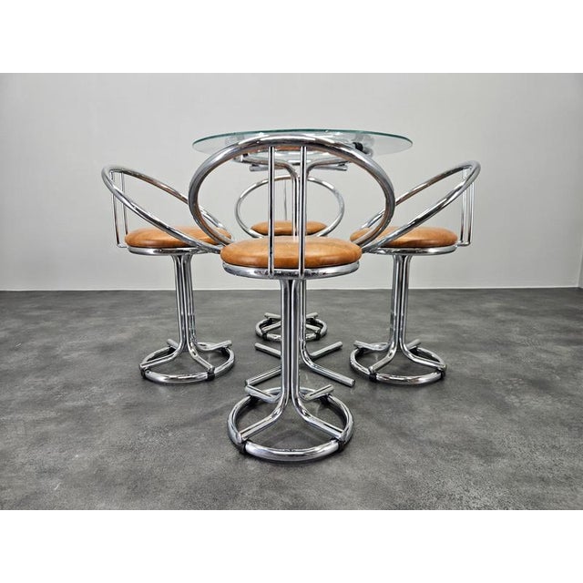 Mid-Century Modern Dining Chairs with Table, Italy, 1970s, Set of 5 For Sale - Image 4 of 18