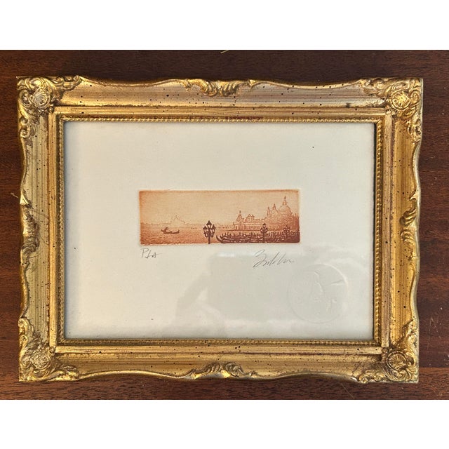Striking pair of original Venetian aquatint engravings by noted Venice artist and engraver Fabio Baldan (Italian, b....