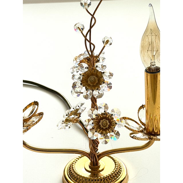 Mid-Century Modern Vintage Brass Lead Crystal Table Lamp from Palwa, 1960s For Sale - Image 3 of 17