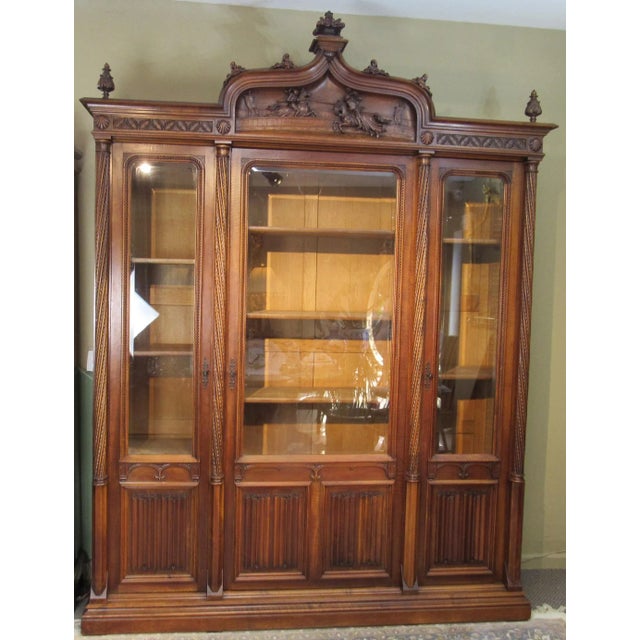 Early 20th Century English Gothic Style Walnut Bookcase For Sale - Image 9 of 13