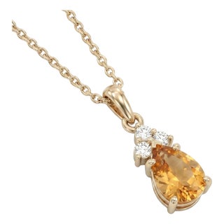 Natural Citrine Teardrop Pendant - Yellow Gemstone Statement Pendant for Her For Sale
