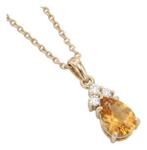 Natural Citrine Teardrop Pendant - Yellow Gemstone Statement Pendant for Her
