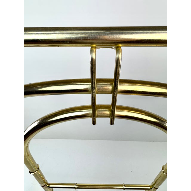 Mid-Century Modern Mid 20th Century Hollywood Regency Faux Bamboo Brass-Finished Valet Stand For Sale - Image 3 of 9