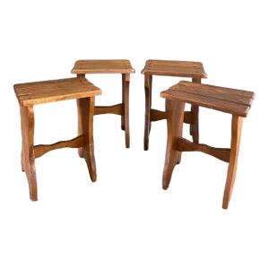 Pair of Slatted British Pub Low Stools