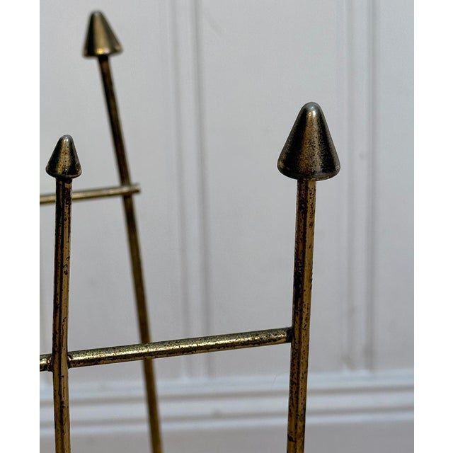 Metal Mid-Century Gold Aluminum Spear Head Record Caddy Magazine Rack For Sale - Image 7 of 7