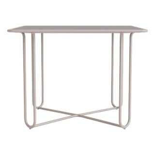 Brown Jordan Walter Lamb Aluminum 38" Square Dining Table, Glass Top, Dove frame For Sale