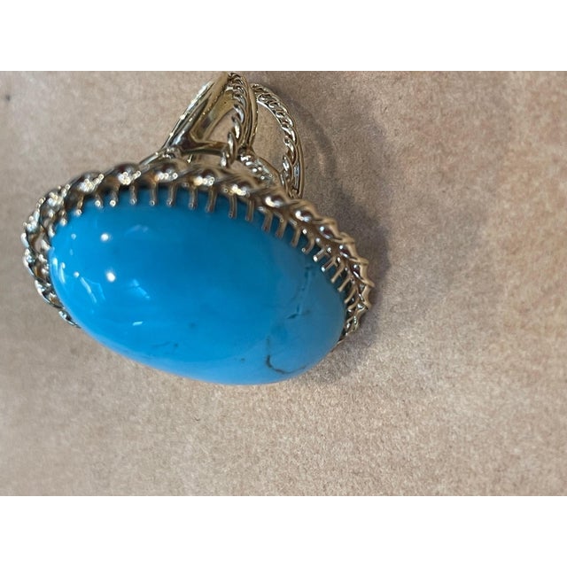 Vintage 75 Ct Natural Oval Sleeping Beauty Turquoise Ring, 18 Kt Yellow Gold 18 karat gold 26 Grams with stone Natural...