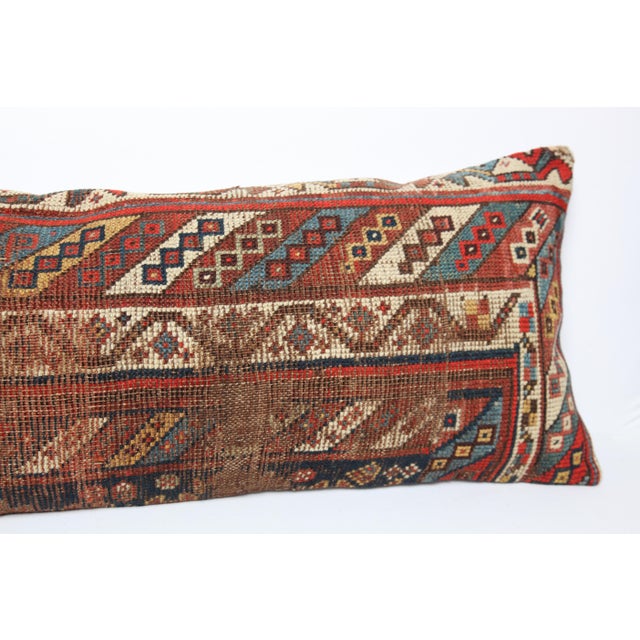Late 19th Century Authentic Tribal Antique Caucasian Lumbar Rug Pillow Cover -16'' X 47'' For Sale - Image 5 of 10