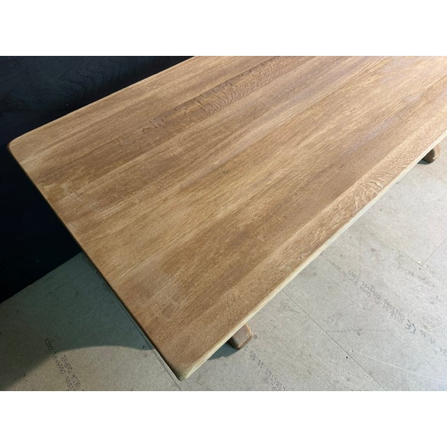 Brown Bleached Oak Farmhouse Dining Table, 1920s For Sale - Image 8 of 16