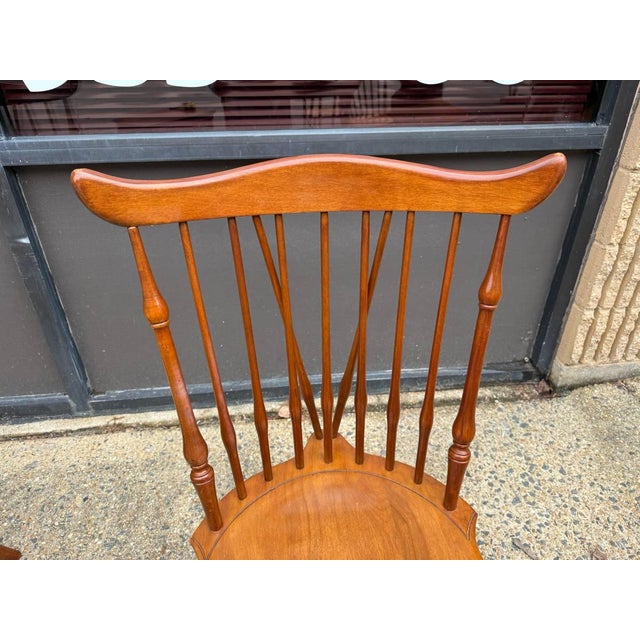 Brown Set of 4 Vintage Windsor Style Spindle Back Dining Chairs For Sale - Image 8 of 15
