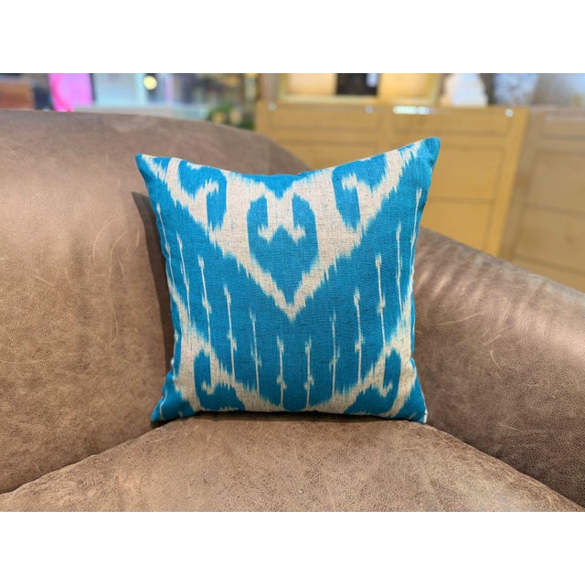Textile Vintage Silk Ikat Square Cushion Cover For Sale - Image 7 of 13