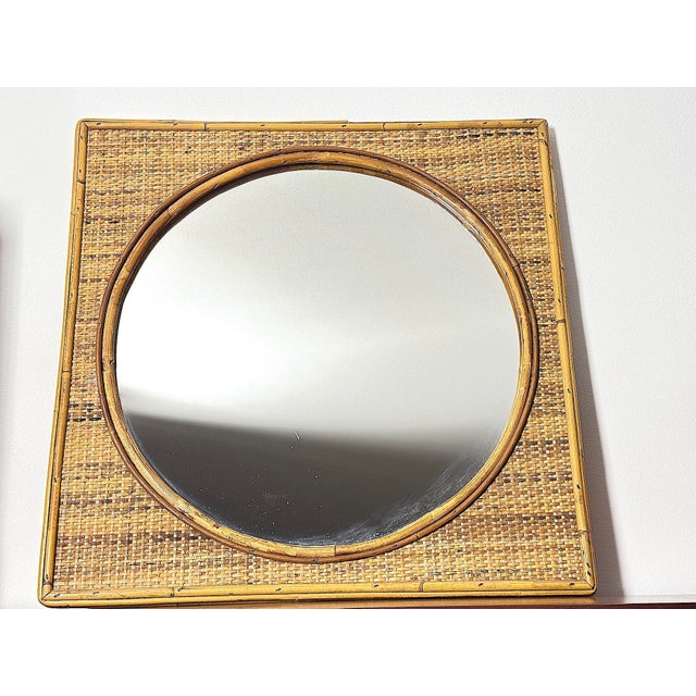 Wood Vintage Bamboo Mirror, Italy, 1960s For Sale - Image 7 of 7