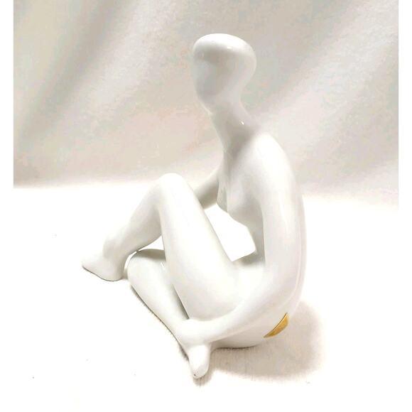 Ceramic Royal Dux Czeckoslovakian Nude Woman Figurine 7" White Porcelain MCM Art Deco For Sale - Image 7 of 18