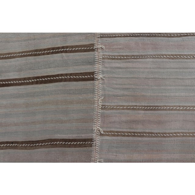 Vintage Turkish Kilim Rug With Subtle Striped Design in Taupe and Soft Gray For Sale In Atlanta - Image 6 of 13