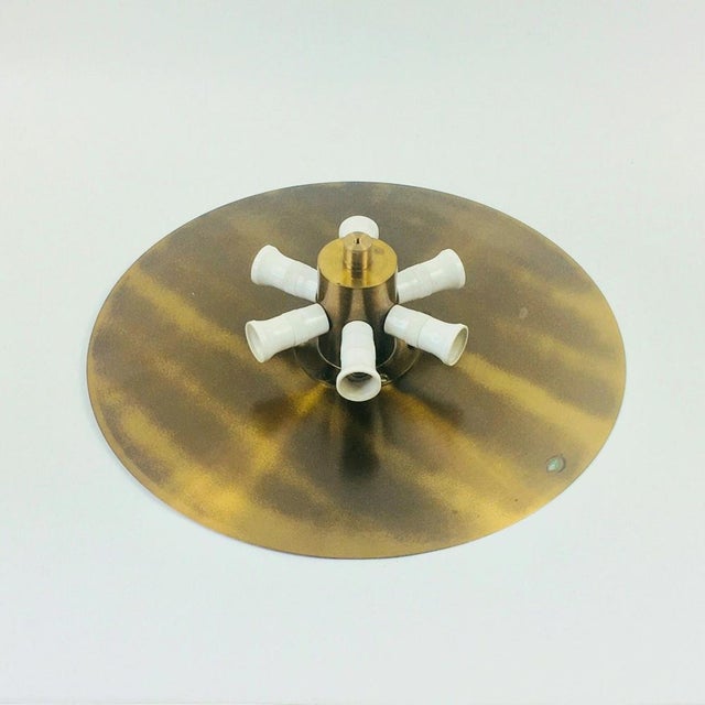 Mid-Century Modern Scandinavian Glass and Brass Flush Mount by Carl Fagerlund for Orrefors, Sweden, 1960s For Sale - Image 10 of 11