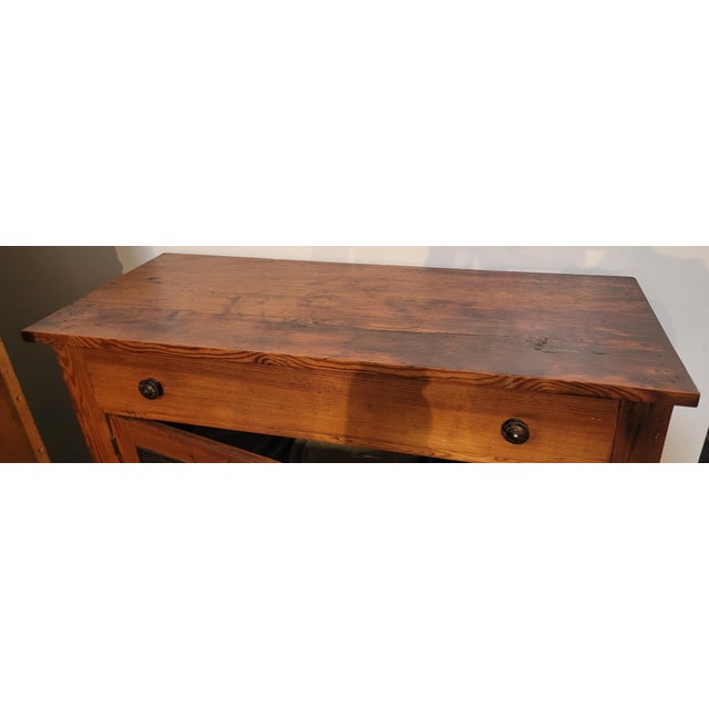 19Thc Pine & Punched Tin Doors Pie Safe Cabinet For Sale - Image 11 of 12