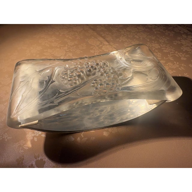 Very rare collective item of early Lalique molded glass blotter with original aluminum tailpiece. Grape motif. Original...