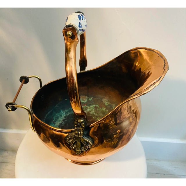 French Antique 19th Century Copper Coal Ash Scuttle Bucket