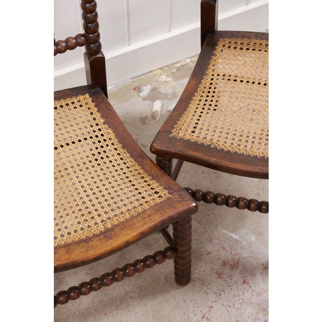 Victorian Late 19th Century Pair of Victorian Bobbin Turned Children Chairs For Sale - Image 3 of 6