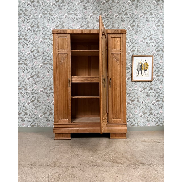 Art Deco Oak Wardrobe, 1940s For Sale - Image 13 of 18