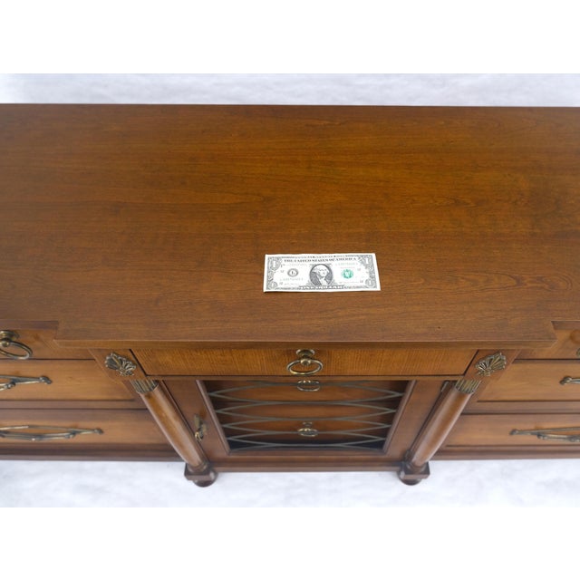 c1970s Regency Revival 9 Drawers Turned Legs Credenza Dresser Brass Pulls MINT! For Sale - Image 13 of 14