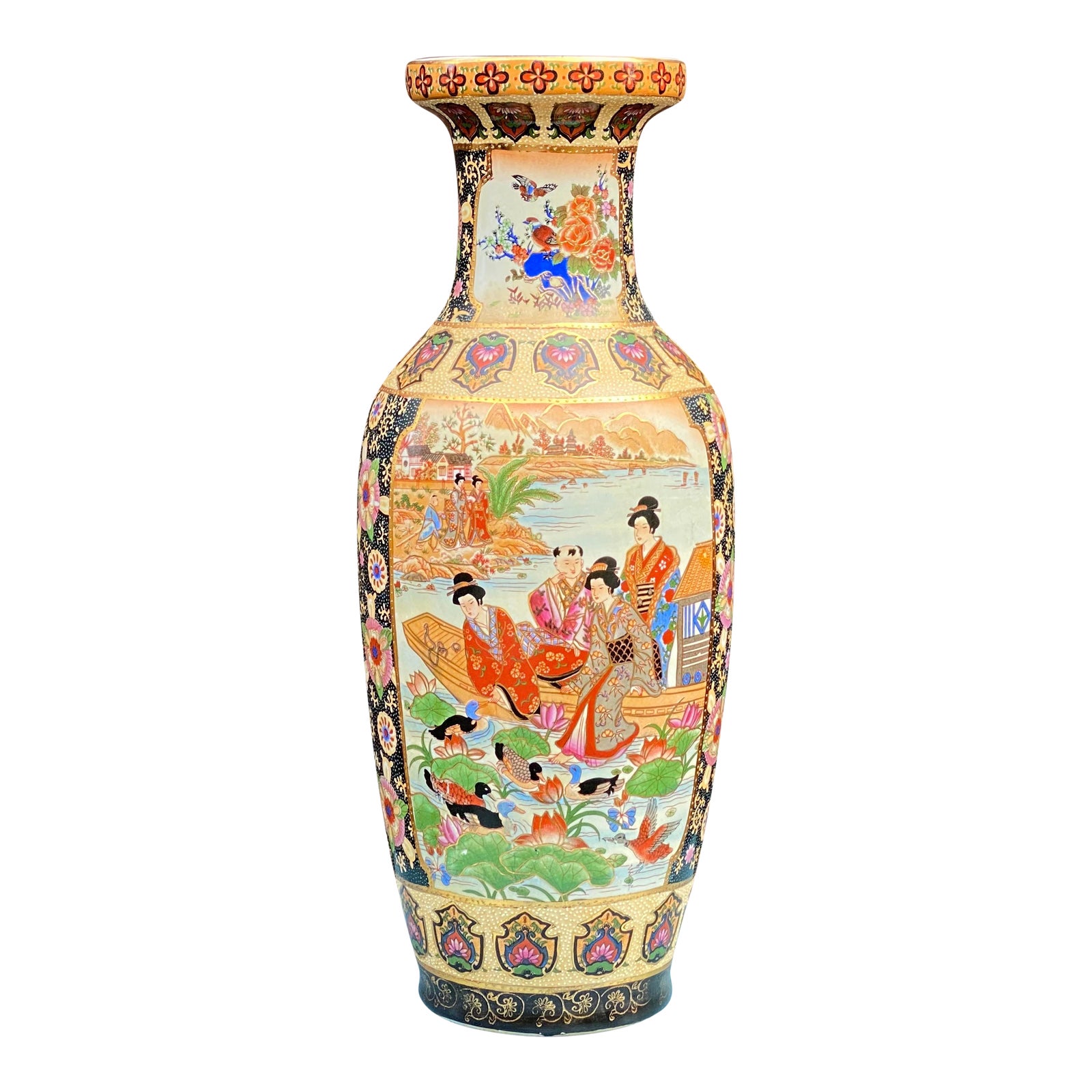 Vintage Royal Satsuma Hand Painted 23.5" Vase Chairish