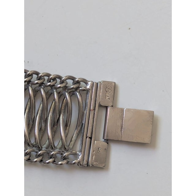 Wide Modernist Woven Silver Cuff Bracelet For Sale - Image 4 of 4