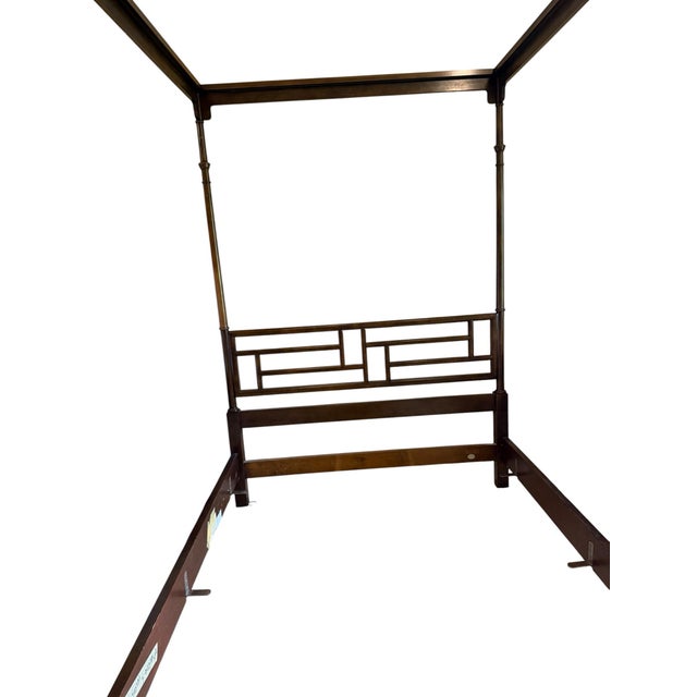 Asian Baker Furniture "Far East" Canopy Bed, Mahogany, Queen Size, Vintage For Sale - Image 3 of 5