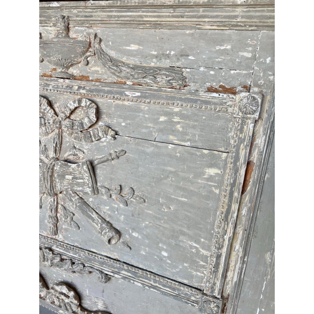 Wood Early 20th Century French Louis XVI Wood Patinated Trumeau Mirror For Sale - Image 7 of 12