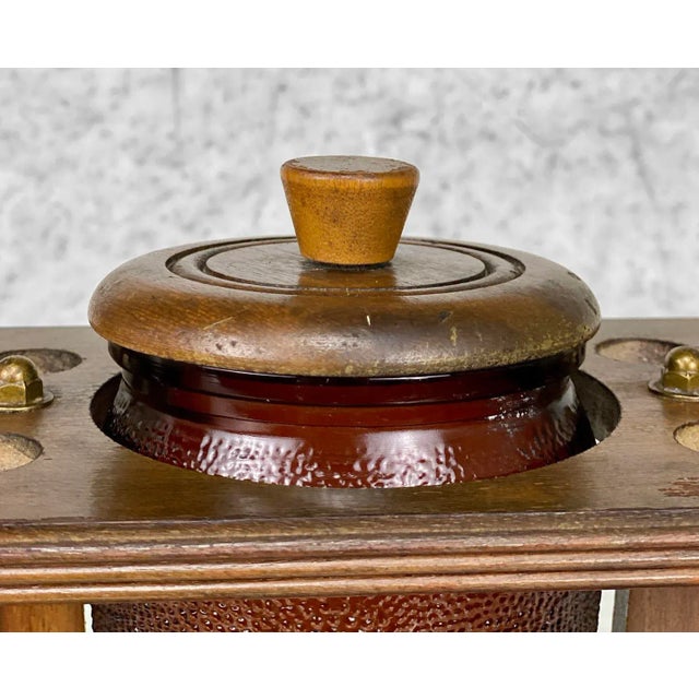 Vintage Traditional Walnut Estate Pipe Display Stand W/ Amber Glass