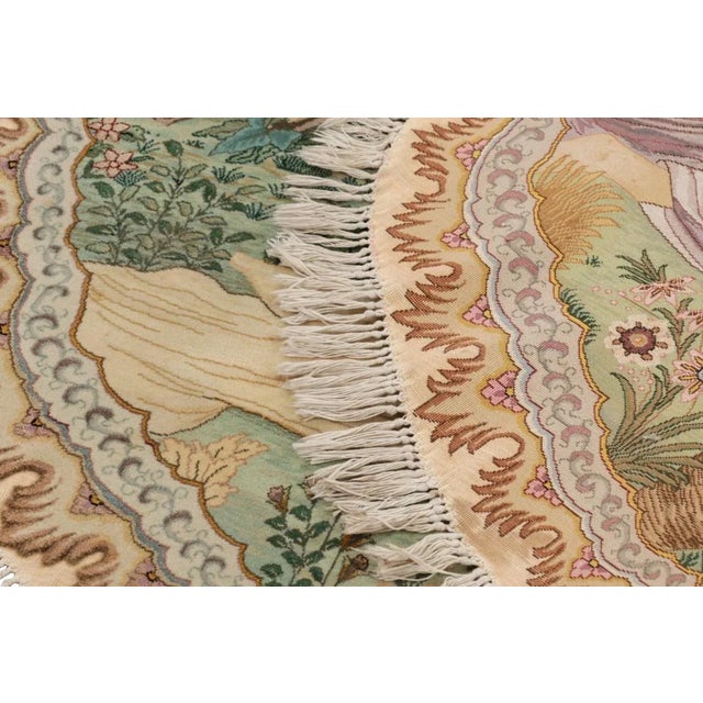 Vintage Persian Tabriz Oval Rug With Human and Landscape Pictorial - Rug & Kilim For Sale - Image 9 of 9