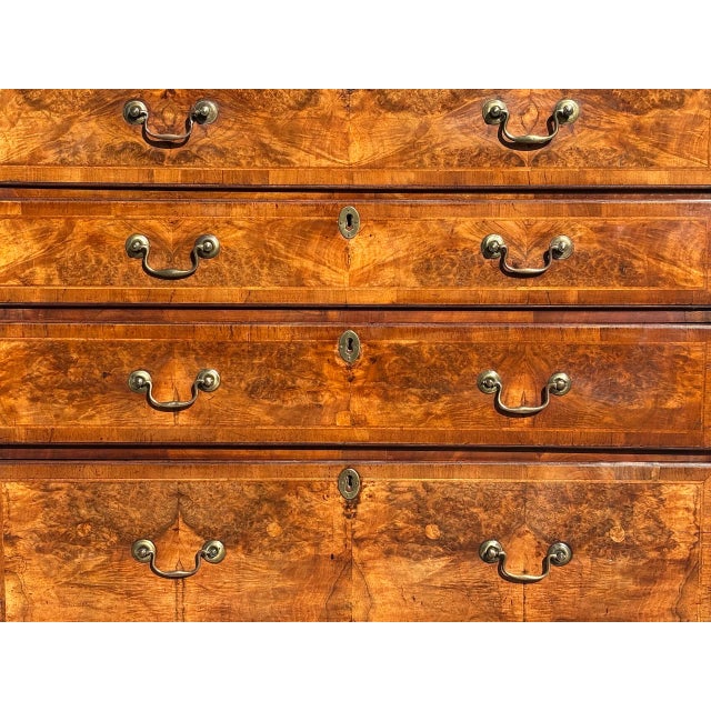 Antique George II Burr Walnut Chest on Chest, 1760 For Sale - Image 9 of 13