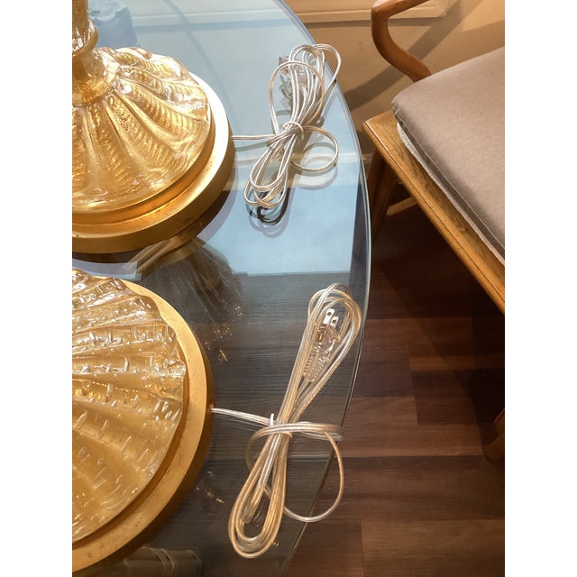 Vintage Murano Attributed Gold Aventurine Glass Table Lamps – Restored Set - a pair For Sale - Image 4 of 7