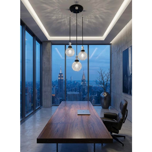 Metal Authentic Mid-Century Italian Crystal Cluster Chandelier – Faceted Spherical Glass, 1960s Modern Lighting For Sale - Image 7 of 7