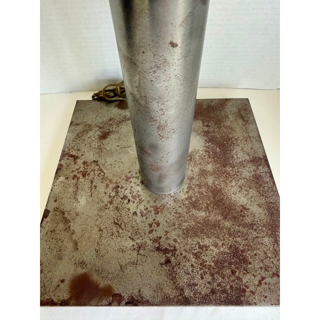 1960s Industrial Modernist Patinated Brushed Steel Adjustable Desk Task Lamp For Sale - Image 15 of 16