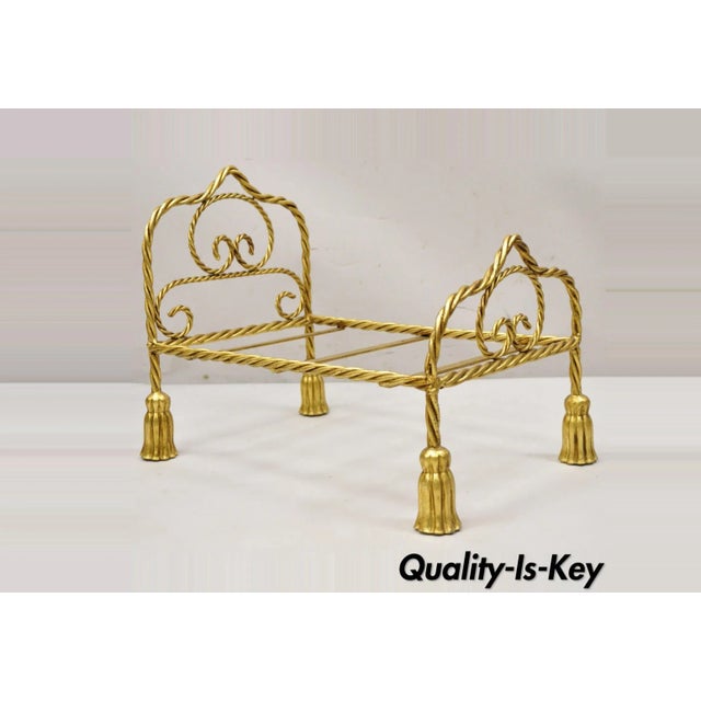 Vintage Italian Hollywood Regency Iron Tassel Frame Pet Cat Dog Bed or Doll Bed For Sale - Image 11 of 11