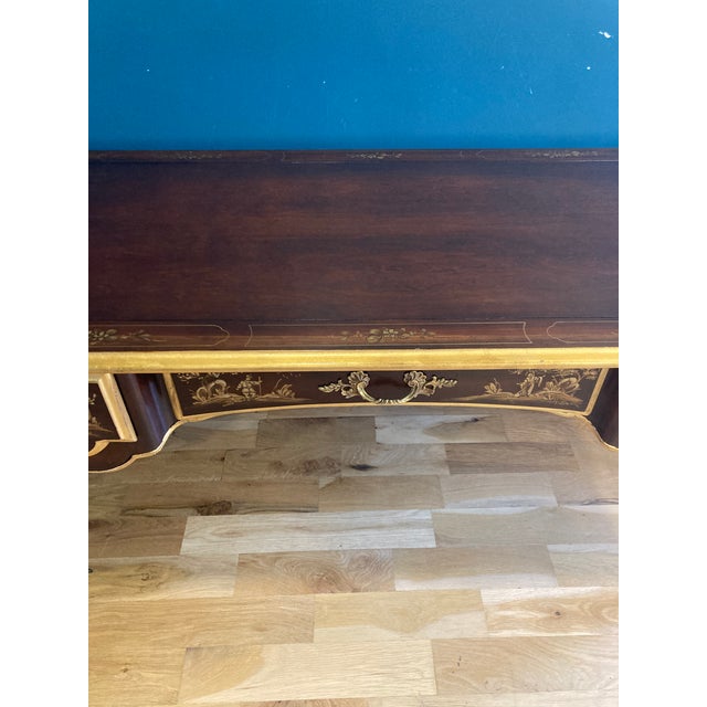 Vintage Gilt Chinoiserie Campaign Desk & Chair Set of 2 by Union National Furniture For Sale In Oklahoma City - Image 6 of 18