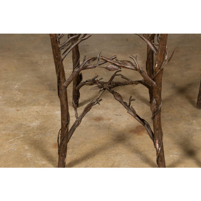 Pair of Midcentury French Iron Twig Drinks Table Bases with Cross Stretchers For Sale - Image 11 of 12