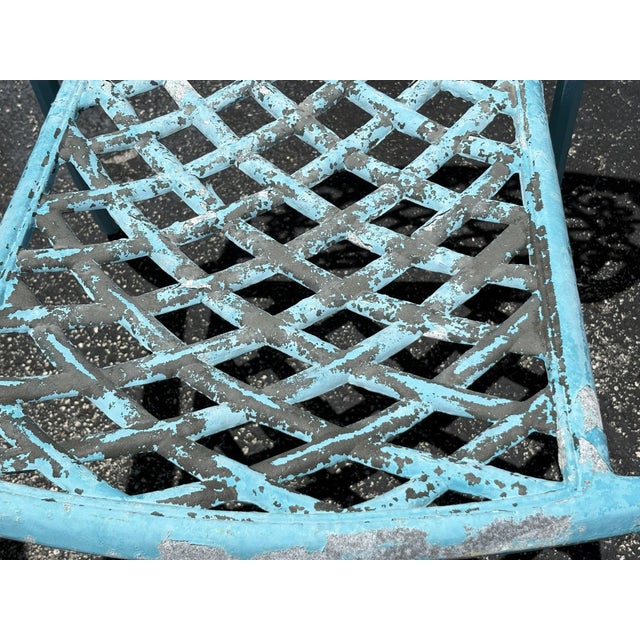 Vintage Cast Aluminum Brightly Painted Outdoor Armchairs- Set of 6 For Sale - Image 17 of 18