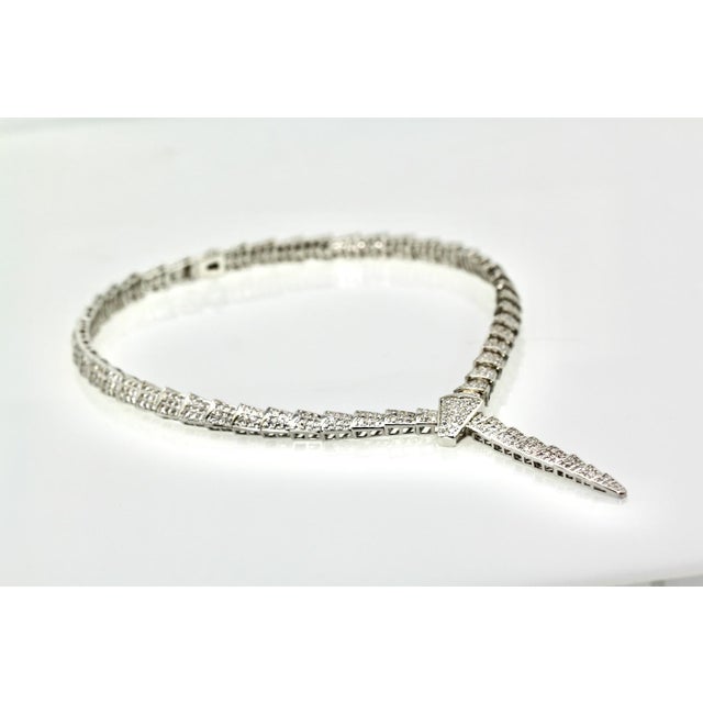 Silver Silver and Rhinestone Snake Necklace For Sale - Image 8 of 11