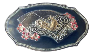 Mid 20th Century Japanese Mount Fuji With Dragon Enameled Top Jewelry Box