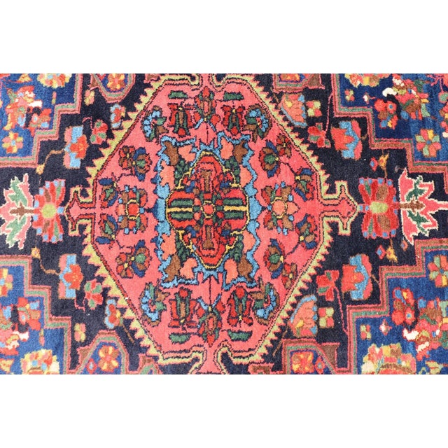 1930s Antique Persian Hamadan Rug With Medallion and Geometric Design in Multicolor 3'8"x4'9" For Sale - Image 5 of 10