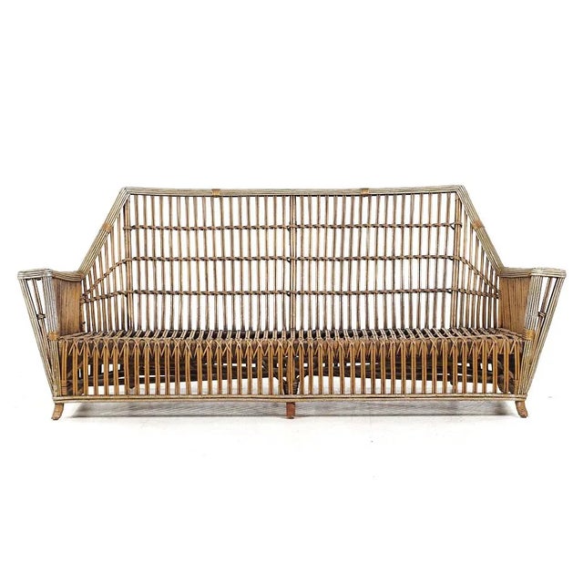 Ficks Reed Style Mid Century Rattan Settee | Chairish